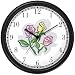 Pastel Pink and Yellow Rose Flowers Wall Clock by WatchBuddy Timepieces (Hunter Green Frame)