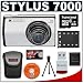 Olympus Stylus 7000 12MP Digital Camera (Silver) with 7x Optical Zoom + 4GB microSD Card with Reader + Spare Li-42B Battery + Case + Cameta Bonus Accessory Kit