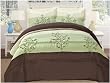 Luxurious Sage Green Queen Faux Silk Embroidery Duvet Comforter Cover Set