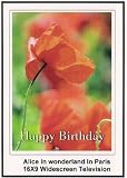 Alice In Wonderland in Paris: Widescreen TV.: Greeting Card: Happy Birthday