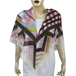Silk and Wool Scarf for Women Square Printed 43 x 43 inches