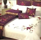 Mustique Red Purple Embroidered Single Duvet Quilt Cover