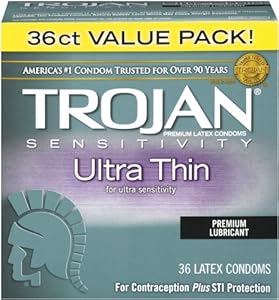 Trojan Condom Sensitivity Ultra Thin Lubricated, 36 Count