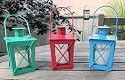 Nantucket Hurricane Lamps with Battery Operated Flickering Candles - Set of 3