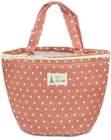 Holly Store Portable Insulated Lunch Box Draw String Tote Handbag Pink