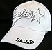 Dallas Adjustable Bent Brim Baseball Cap with Stripes on Bill (White w/Star on Side)