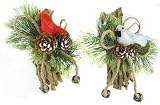 Set of 2 In the Birches Cardinal on Firewood Christmas Ornaments