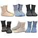 TeeHee Little Boys Basic Cotton Crew Socks 6 Pair Pack (3-5 Years, Neutral Stripes)
