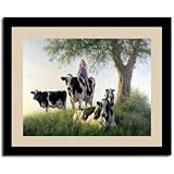 Girls Club Girl Riding Cow Robert Duncan Framed Print by 