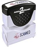 ACCUSTAMP "SCANNED" Shutter Stamp with Microban Protection, Pre-Inked Red and Blue, Message Stamp (035606)