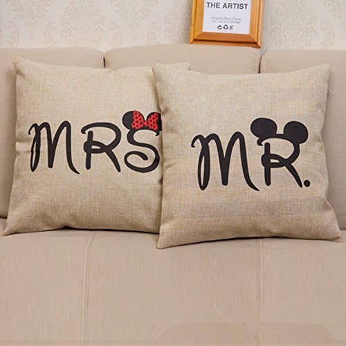 Euhome 18 "X 18 " Cotton Linen Decorative Throw Pillow Covers Cushion Cover Cute MR,Set of 2