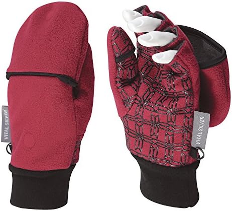Vital Silver- 3 WARM Windproof Non Slip Fingerless Fleece Gloves