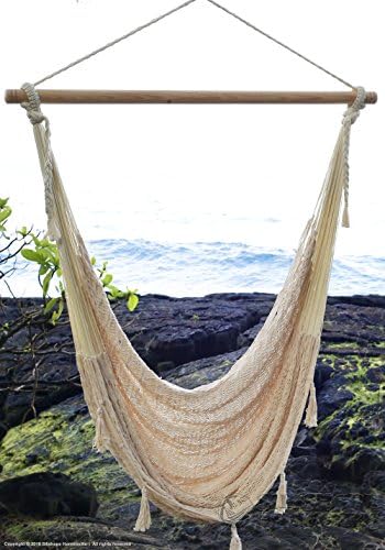 Handmade Cotton Hammock Swing Chair XL by Mayan Artisans - A Fair Trade Item - Mexican Style - Soft And Most Comfortable - Single Size Natural White 330 lbs Max by SilishapeHammocks