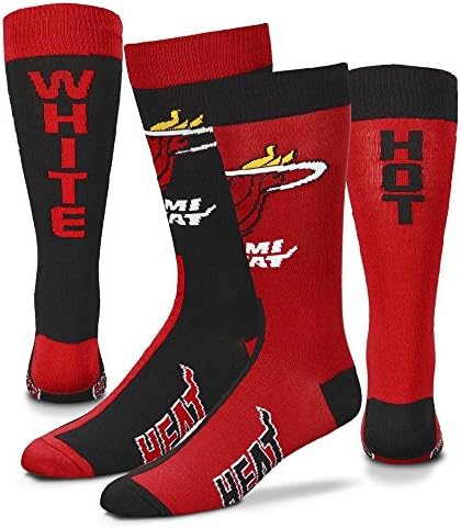 Miami Heat Big Top MisMatch Crew Socks Size Large 10-13 - For Bare Feet