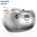 Philips AZ1027 Portbale CD Player with Radio, Cassette and Dynamic Bass Boost - 3.5 mm Jack Input Connection for MP3 device - Mains or Battery Powered