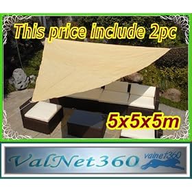 New Triangle Sun Shade Sail 16.5' Desert Sand Color 2pc