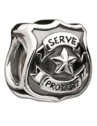 Authentic Chamilia Sterling Silver Charm "Serve & Protect" 2010-3016
