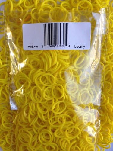 Rainbow Loom Compatible Rubber Band Refill Kit - 1200 Yellow Loomy Bands - 100% Latex Free Premium Quality Loom Bands