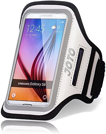 Samsung Galaxy S6 / S6 Edge Armband, JOTO Sport Armband Case for Samsung Galaxy S6 / S6 Edge, with Key Holder, Credit Card / Money Holder, Sweat Proof, best for Gym, Sports Fitness, Running , Exercise , Workout [ Galaxy S6 / S6 Edge Sport Armband ] (White)