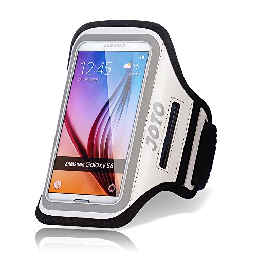 Samsung Galaxy S6 / S6 Edge Armband, JOTO Sport Armband Case for Samsung Galaxy S6 / S6 Edge, with Key Holder, Credit Card / Money Holder, Sweat Proof, best for Gym, Sports Fitness, Running , Exercise , Workout [ Galaxy S6 / S6 Edge Sport Armband ] (White)