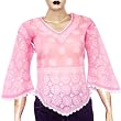 Tops for Women Pink Cotton Chikan Embroidered Size S