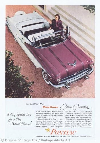 1956 Pontiac Star Chief Custom Convertible Two Tone Purple White Vintage Ad