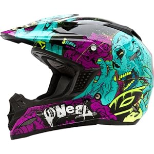 O'Neal Racing 5 Series Zombie Youth Boys Off-Road Motorcycle Helmet - Purple/Aqua / Large