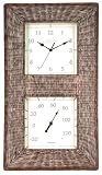 Chaney Instrument 10-Inch by 16-Inch Wicker Thermometer/Clock Combo