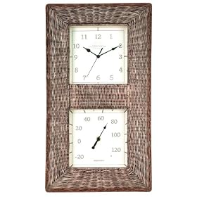 Chaney Instrument 10-Inch by 16-Inch Wicker Thermometer Clock Combo by Chaney Instruments