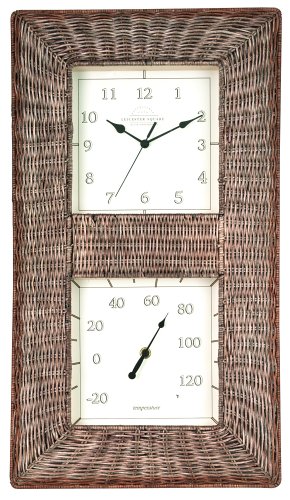 Chaney Instrument 10-Inch by 16-Inch Wicker Thermometer/Clock Combo