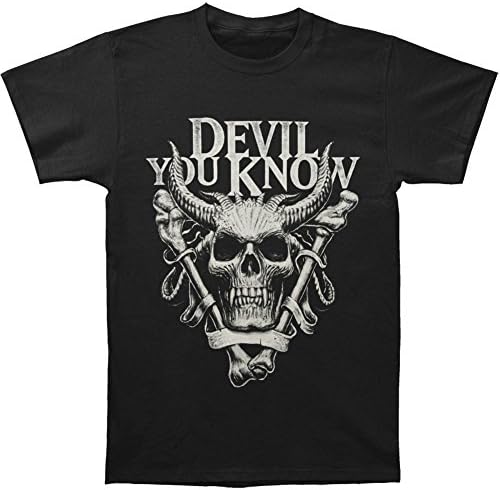 Devil You Know Men's Horned Skull T-shirt Medium Black