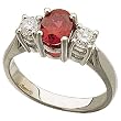 Fashioned Elliptical Ruby and Diamond Ring In Platinum