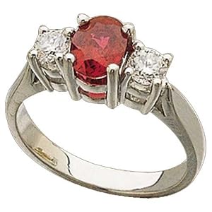 Fashioned Elliptical Ruby and Diamond Ring In Platinum