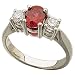 Fashioned Elliptical Ruby and Diamond Ring In Platinum