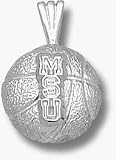 Michigan State Spartans MSU Basketball Pendant - Sterling Silver Jewelry