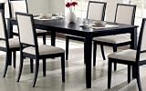 Extendable Dining Table Contemporary Style Distressed Black Finish