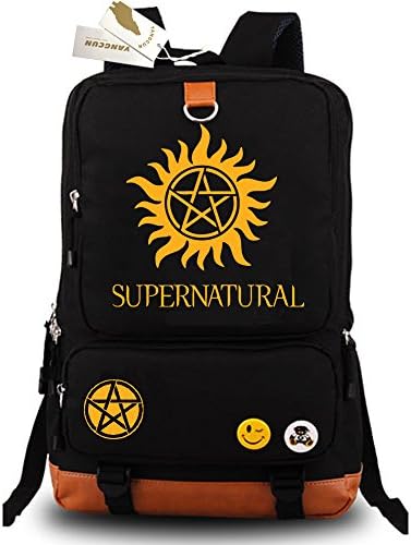 YangCun supernatural backpack Laptop Storage bag SPN student Schoolbags Hiking Daypacks Rucksacks (Black)