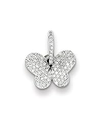 Genuine .925 Sterling Silver Diamond Butterfly Pendant 1.1 Grams. 100% Satisfaction Guaranteed.