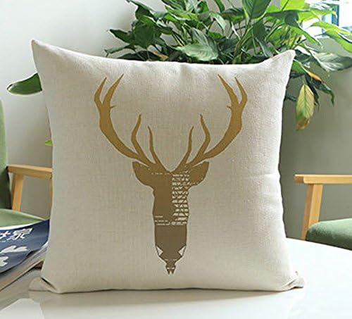 Painting in water colours Deer head Throw Pillow Case Cushion Cover Decorative Cotton Blend Linen Pillowcase for Sofa 18 "X 18 " (6)