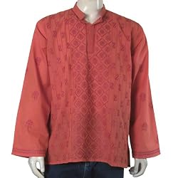 Mens Embroidered Kurta Casual Cotton Shirt India Size: M Chest 40 Inches