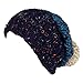 LETHMIK Womens Winter Rainbow Beanie Hat Slouchy Knit Skull Ski Cap with Pom Blue
