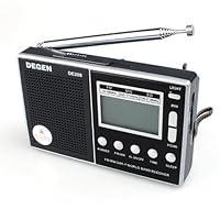 DEGEN DE208 FM AM MW SW 1-7 Clock World Band Radio Receiver Built-In Speaker