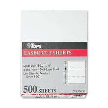 TOPS Laser Cut Sheet Paper, Perforated Every 3 2/3 Inches , 8.5 x 11 Inches, 20 Pound, 500 Sheets, White, (5030)