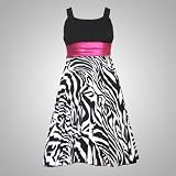 Rare Editions Girls 7-16 BLACK WHITE FUCHSIA-PINK ZEBRA PRINT BUBBLE SKIRT Special Occasion Wedding Flower Girl Easter Birthday Party Dress