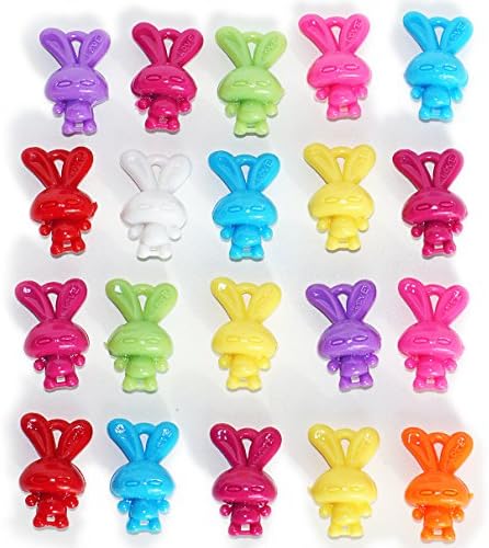 MaxGetz Charms Loom Band Charms Pendants for Rainbow Rubber Band Kits, Jewelry or Craft Projects Cute Colorful Rabbits 20 pcs