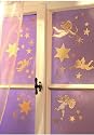 50 TEILIGES WIEDERVERWENDBARES WEIHNACHTS-KLEBEBÖGEN/FENSTERBILDER-SET IN GOLD GLITTER OPTIK NEU