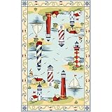 KAS Oriental Rugs. Inc. Colonial 8 x 11 Colonial Lt. Blue Lakehouse Views Area Rug