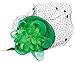 Fascinators Hair Clip Headband Pillbox Hat Bowler Feather Flower Veil Wedding Party Hat, Green, One Size