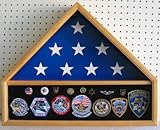 IMAGE OF 5' X 9.5' Burial Funeral Flag Display Case Military Shadow Box, Solid wood, Oak Finish (FC10-OA)
