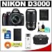 Nikon D3000 10MP Digital SLR Camera with 18-55mm f/3.5-5.6G AF-S DX VR Nikkor Zoom Lens & 70-300mm VR Zoom Lens with 16GB Card + EN-EL9a Battery + Nikon Gadget Bag + Accessory Kit